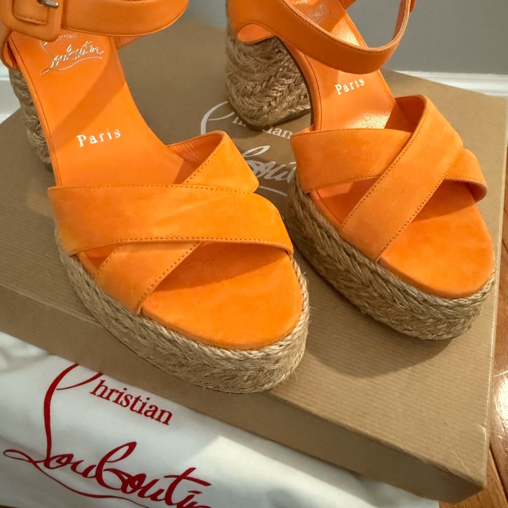 Christian Louboutin Orange Platform Sandals - Picture 3 of 8